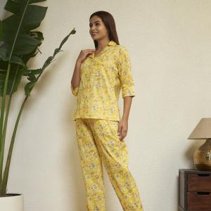 Yellow Floral Kurta Pajama
