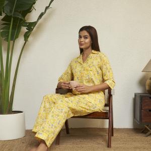 Yellow Floral Kurta Pajama