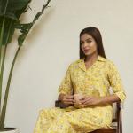 Yellow Floral Kurta Pajama