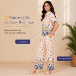 Blue Floral Printed Night wear Kurta Pajama