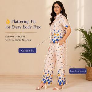 Blue Floral Printed Night wear Kurta Pajama