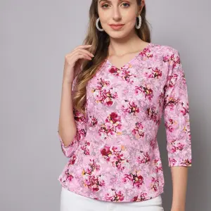 Women's Casual Stylish Printed Tops | Comfortable & Breathable Latest Floral Print Regular Fit Top for Girls